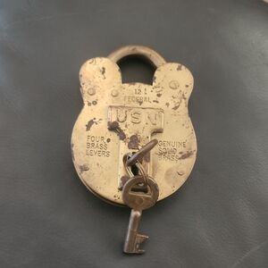 United States Navy SN 12 Padlock Vintage Solid Brass, With keys